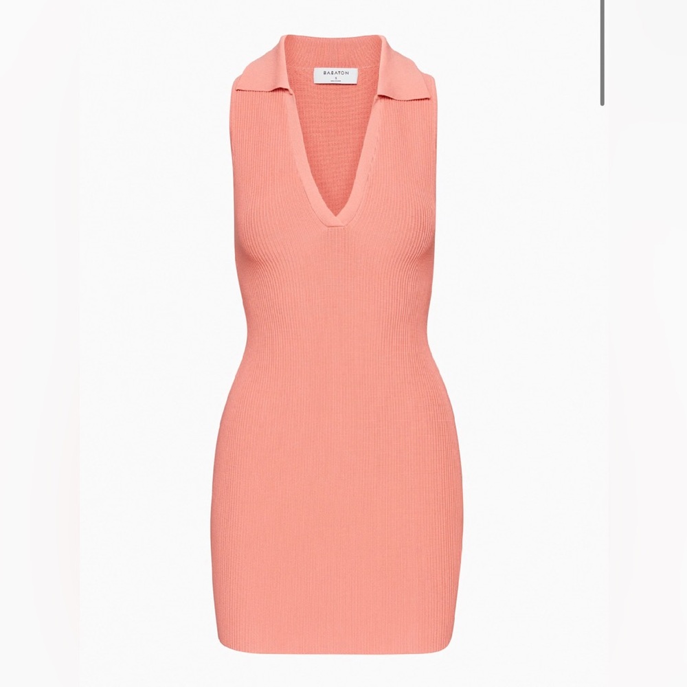 Babaton Sculpt Knit Polo Dress | Grapefruit Coral | XS